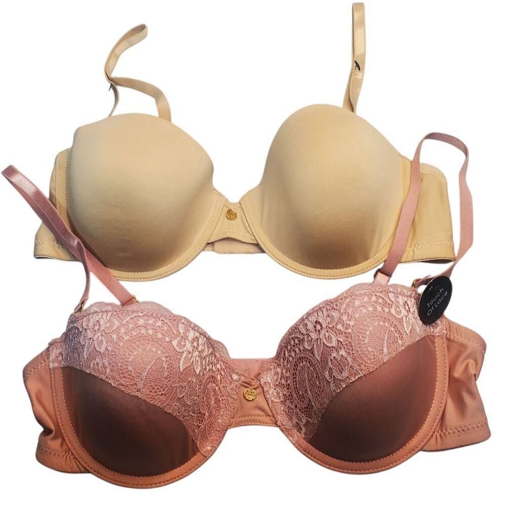 2 A.B.S. By Allen Schwartz Convertible Lightly Molded Bras Size 34C. Dusty Rose
